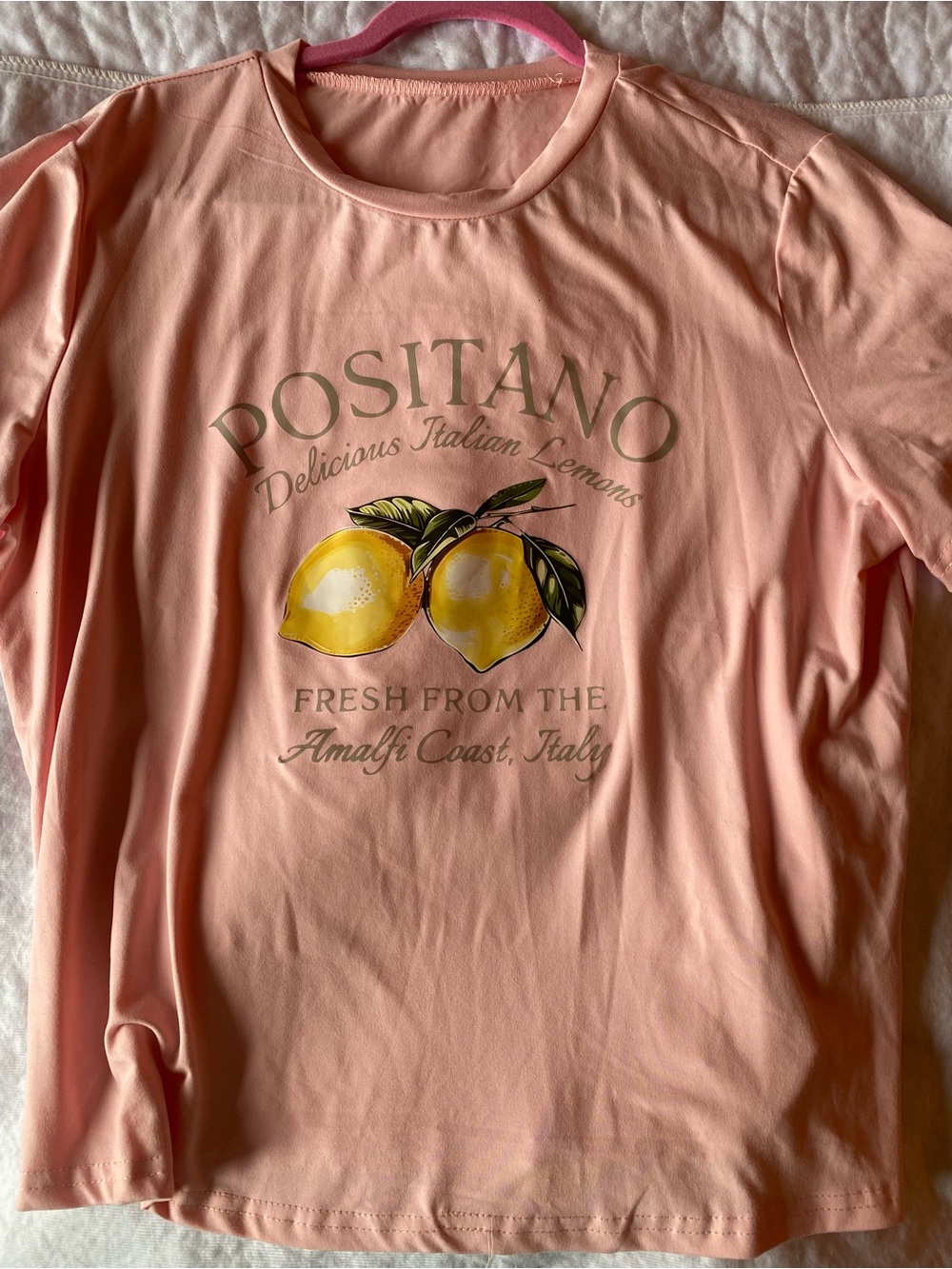 SHEIN Pink Graphic Tee with Yellow Lemon Print